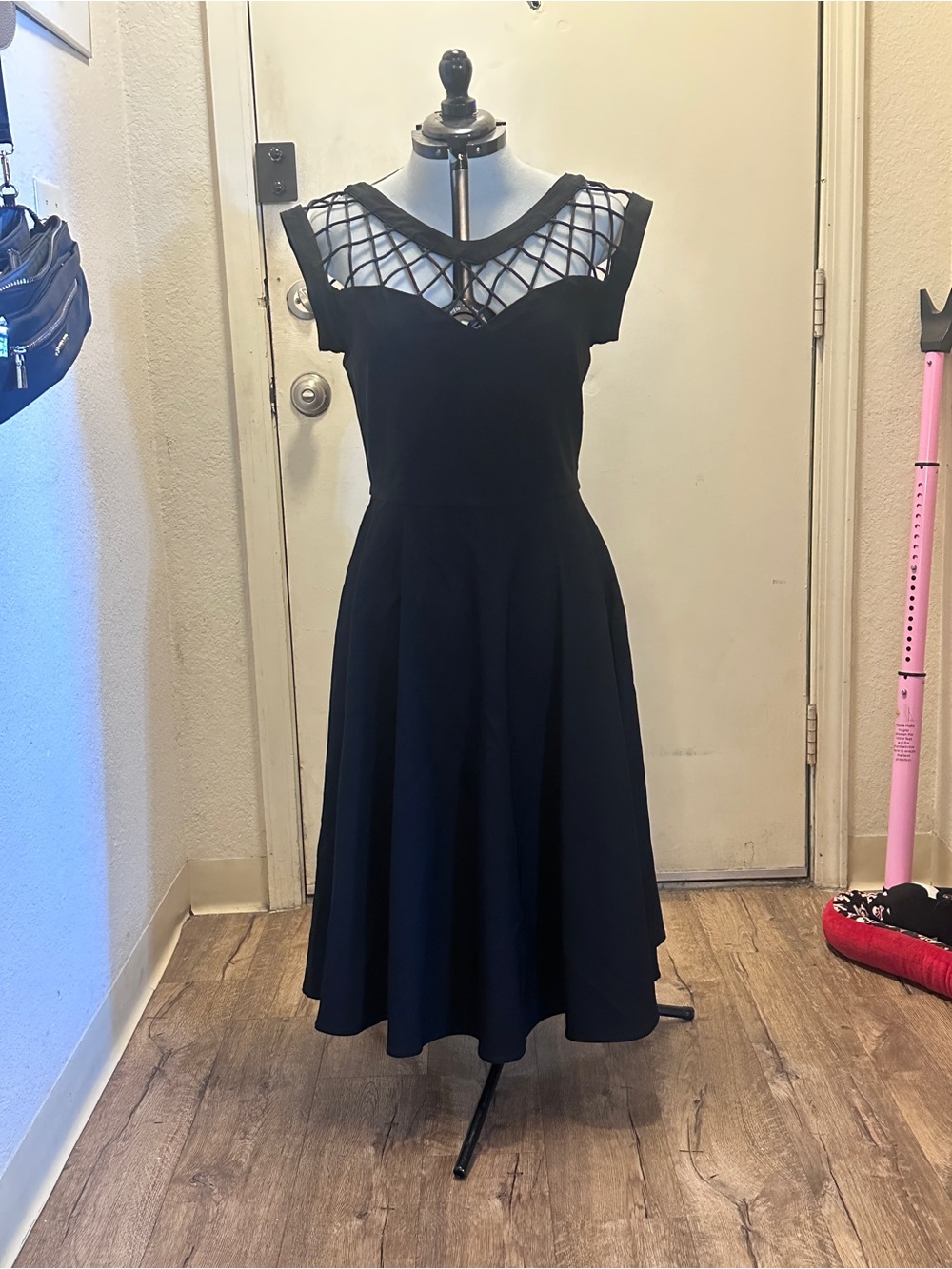 Unique Vintage Black Diamond Cable Swing Dress rockabilly style